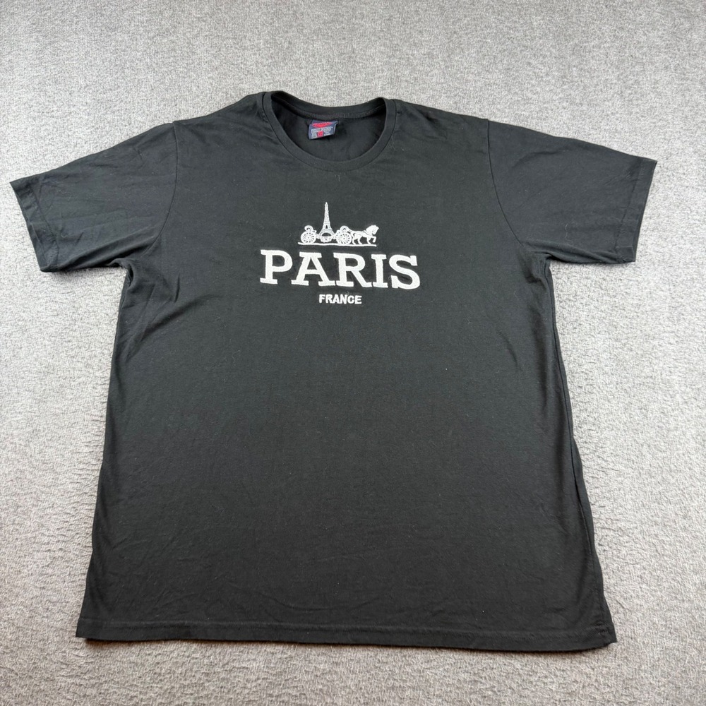 France Authentique Paris France T-Shirt Men's XL Black Graphic Souvenir Tee